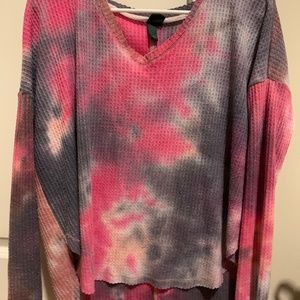 Tie Dye Long Sleeve Blouse